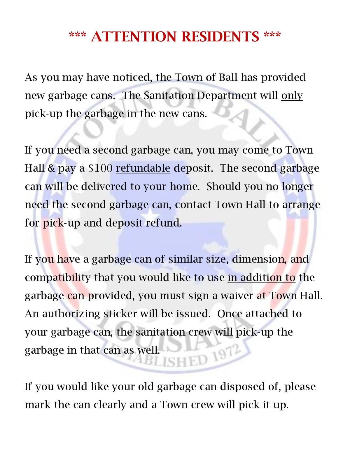 New Garbage Can Information